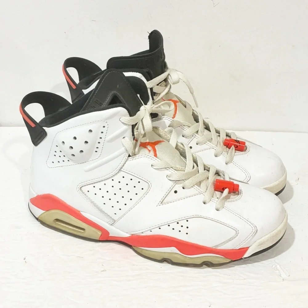 Nike Air Jordan 6 Retro White Infrared‎ OG VI White Red 384664-123 Size 9.5
